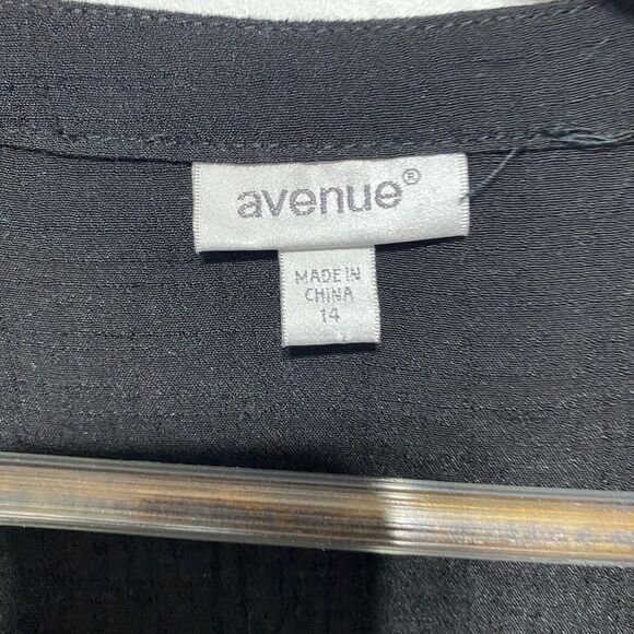 Avenue Blouse Womens 14 Black Peasant Top Boho Flowy 3/4‎ Sleeve V Neck Popover - Picture 11 of 11